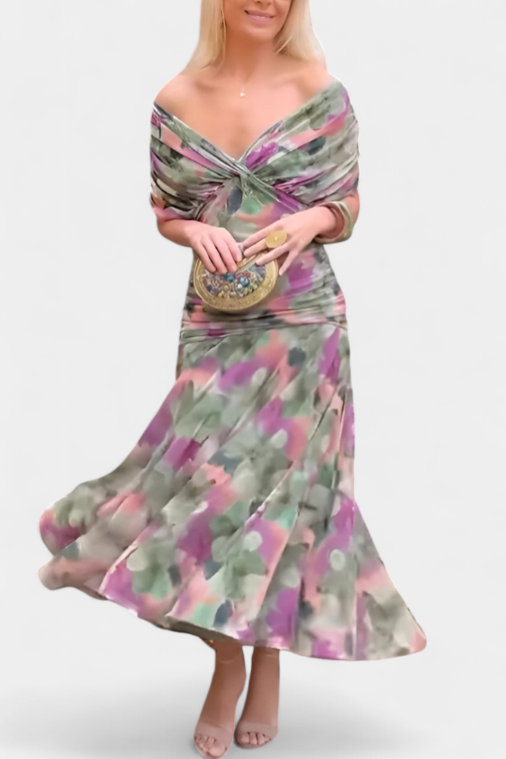 MOREAU LYON | CHIC ROBE MAXI À COL EN V POUR FEMMES