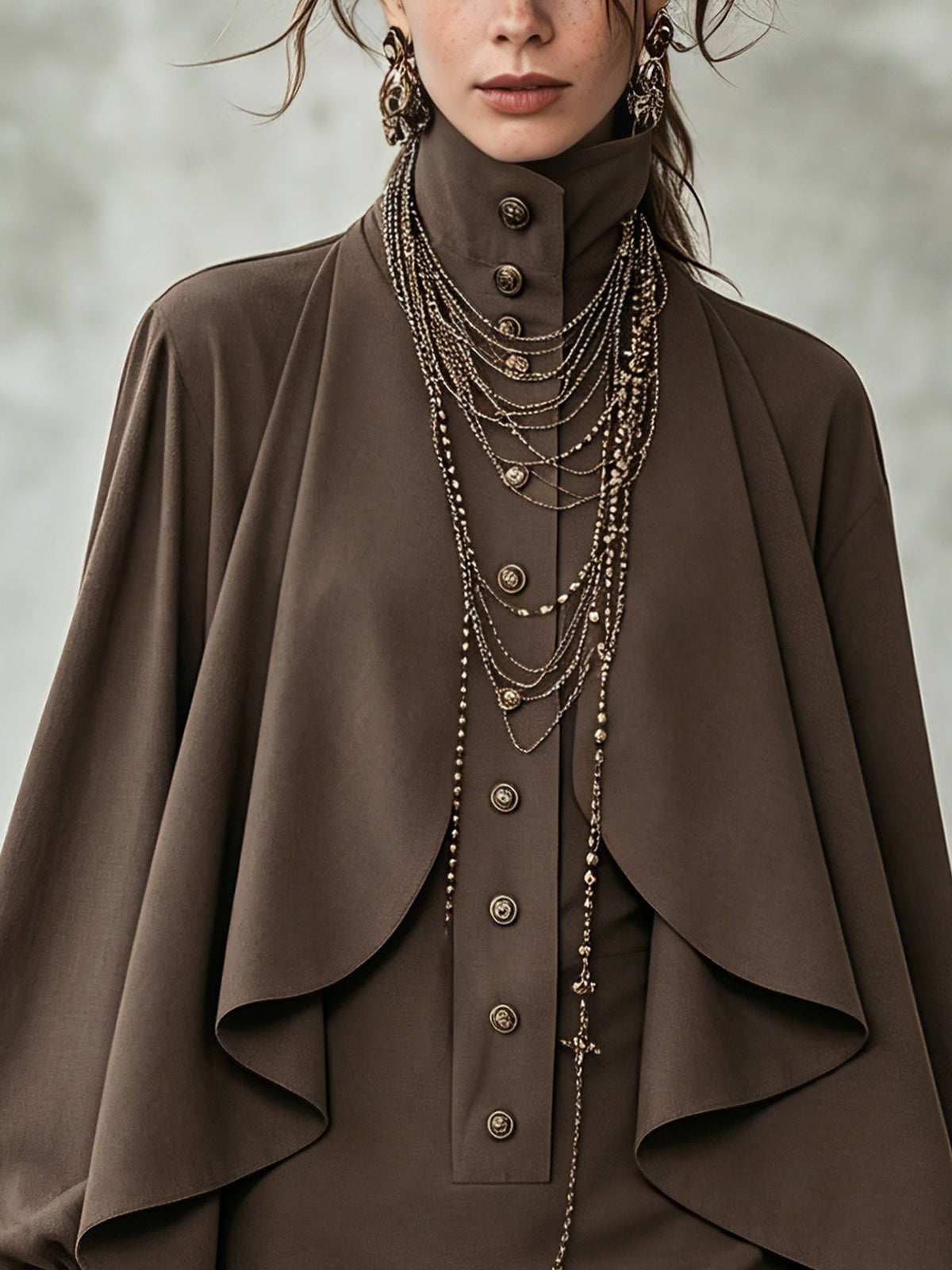 Philomena | Robe Mini à Col Montant Drapée