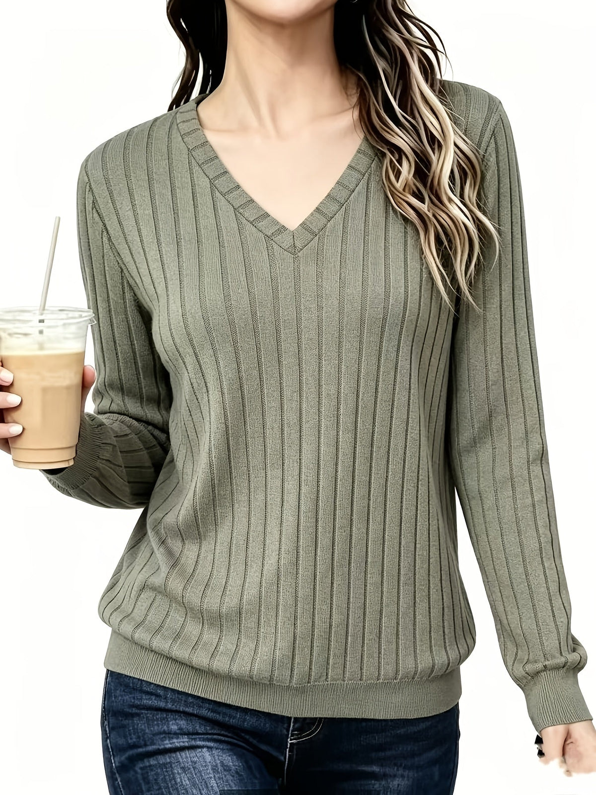 VIDAL BORDEAUX | PULL CÔTELÉ COL V POUR FEMMES