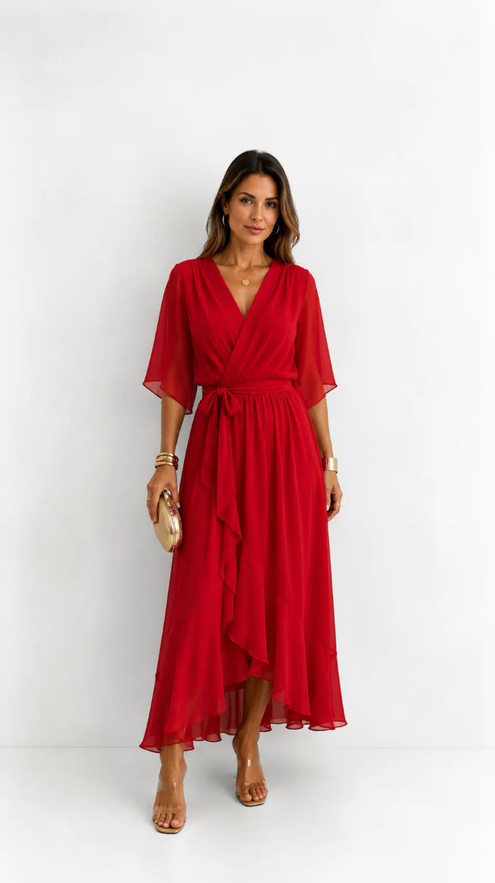MOREAU LYON | ROBE EN CHIFFON À ENVELOPPER POUR FEMMES