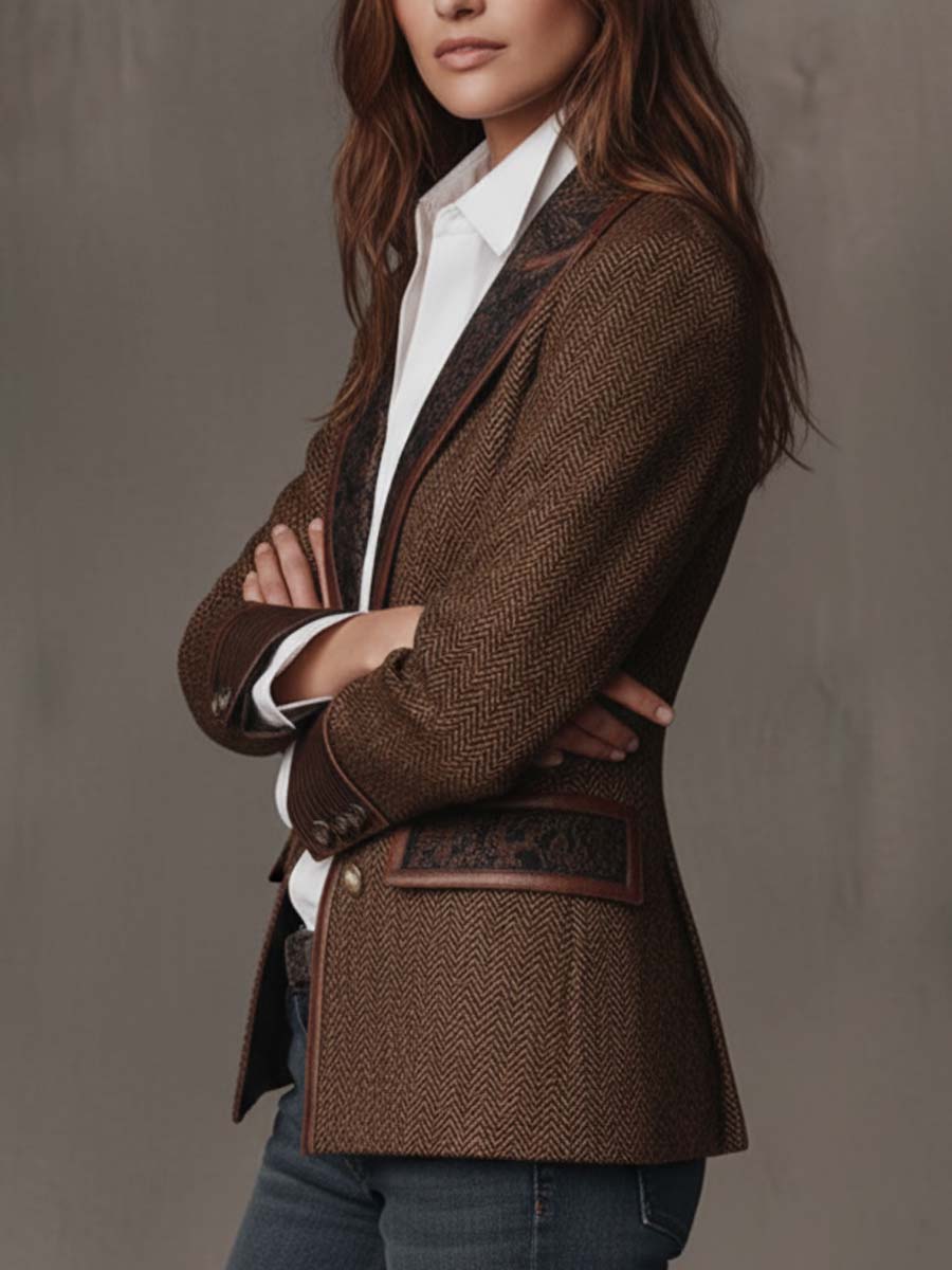 Doris | Blazer à Revers en Herringbone Paisley