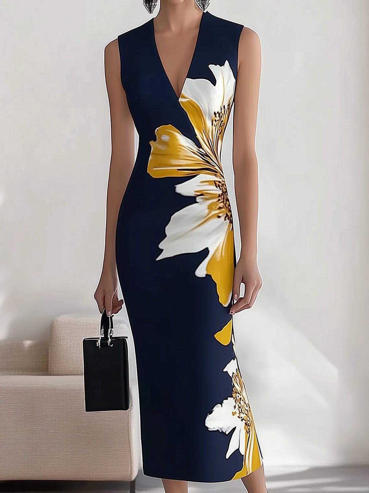 Robe Midi Élégante Imprimée pour le Travail Fête Festival