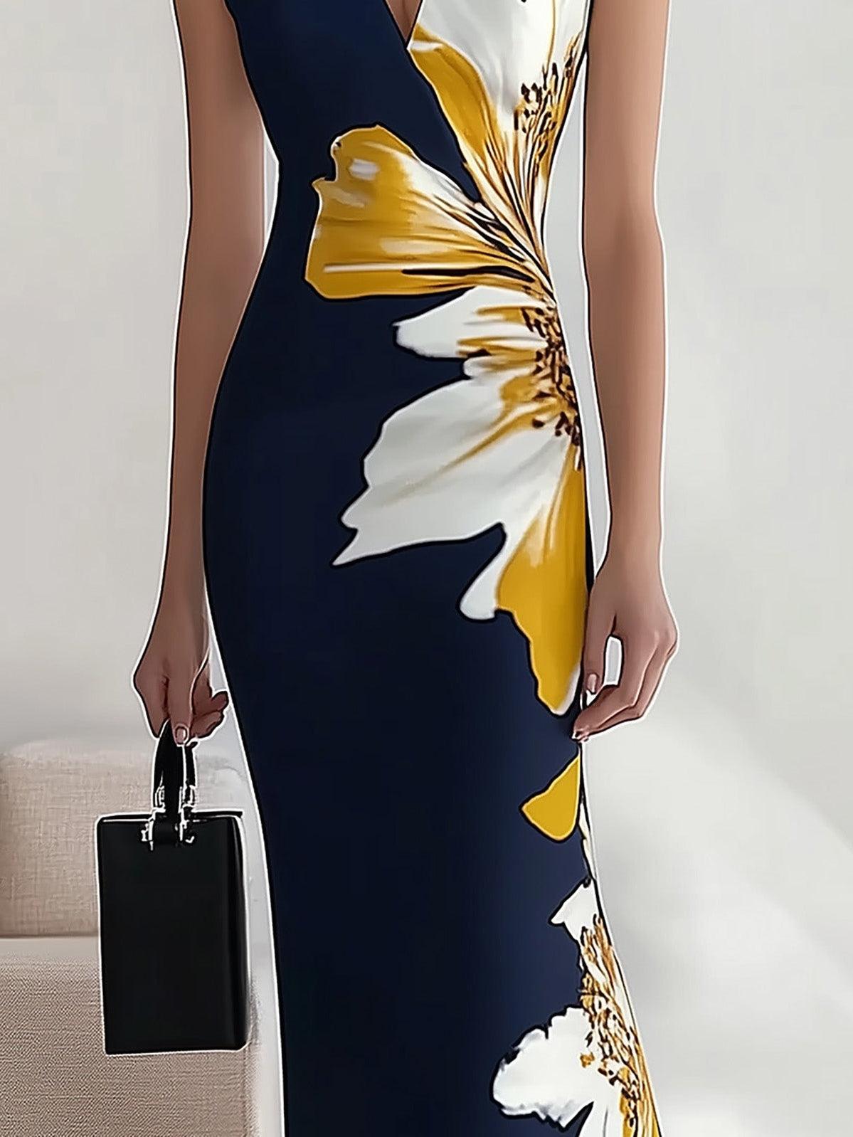 Robe Midi Élégante Imprimée pour le Travail Fête Festival