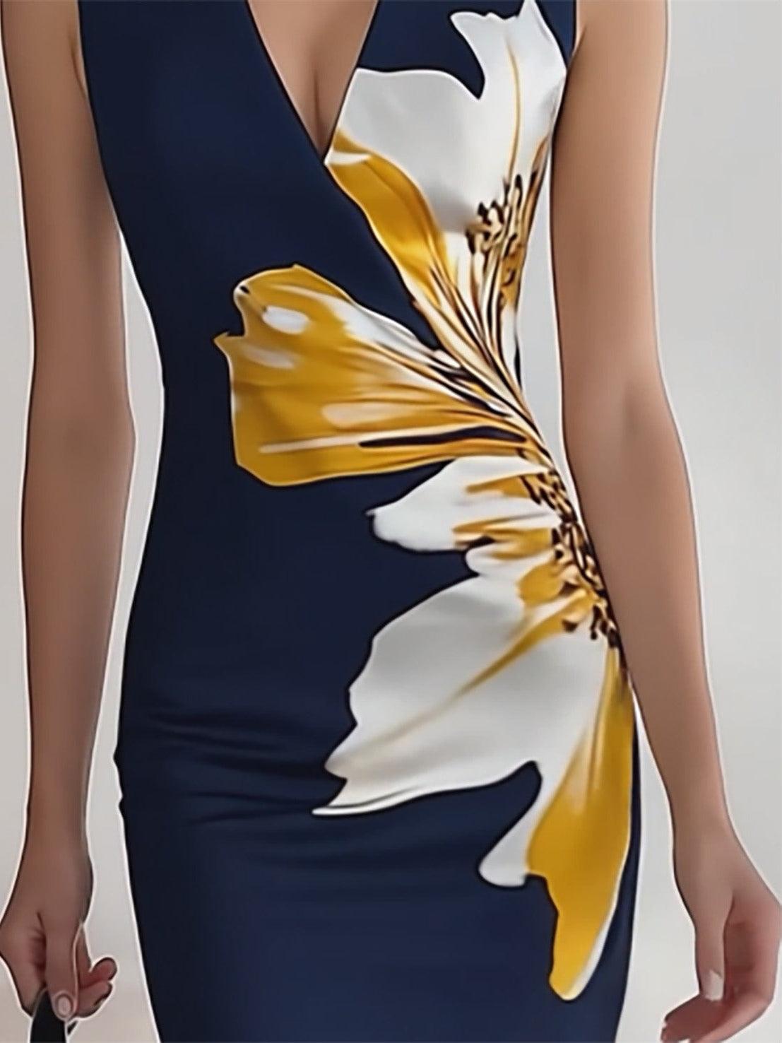 Robe Midi Élégante Imprimée pour le Travail Fête Festival