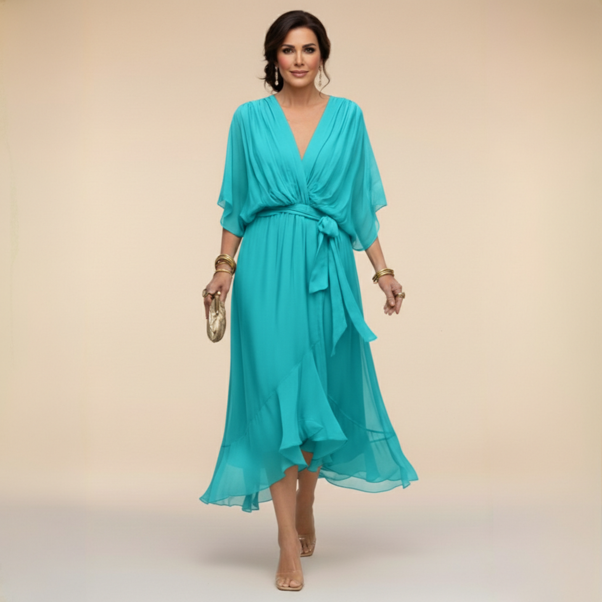 MOREAU LYON | ROBE EN CHIFFON V POUR FEMMES