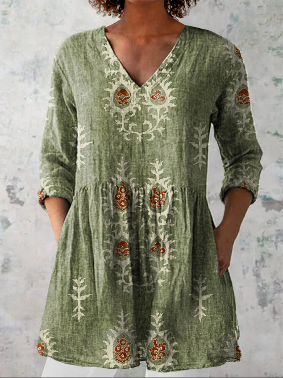 VIDAL BORDEAUX | BLOUSE LONGUE À COL EN V POUR FEMMES