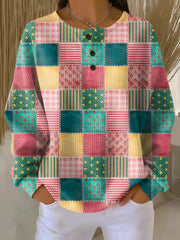Agatha | Pull à col boutonné en patchwork