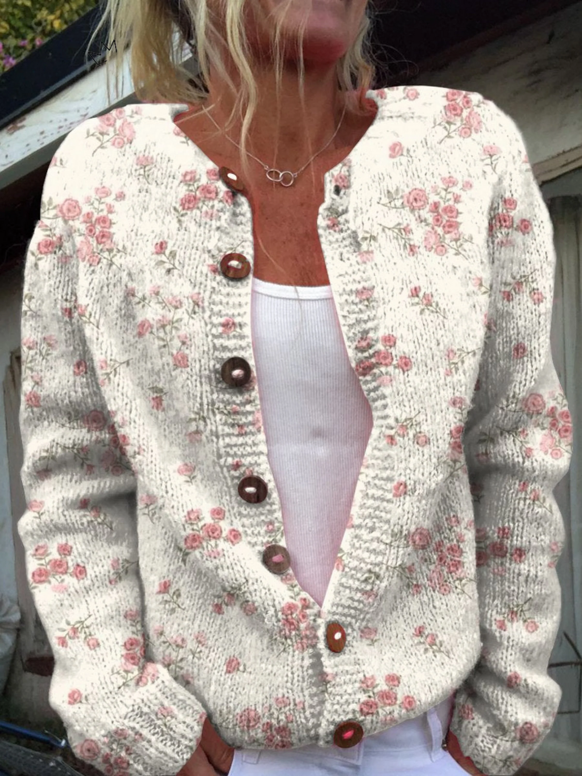 Evanthea™ | Cardigan en Tricot Floral Vintage