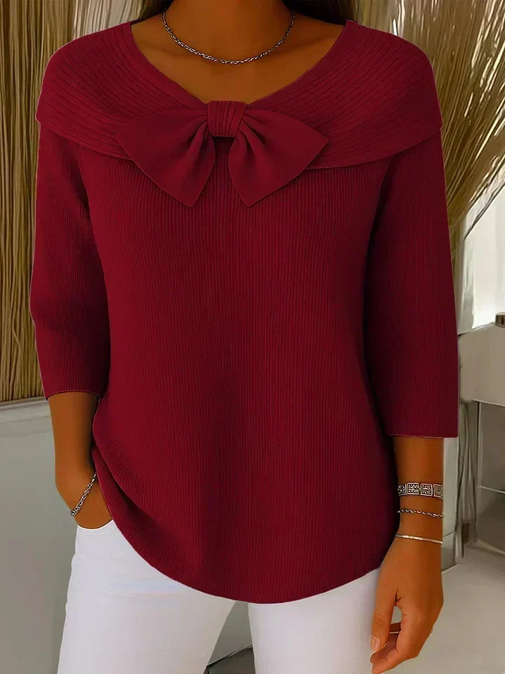 Tivella™ | Pull avec Nœud et Encolure Ronde