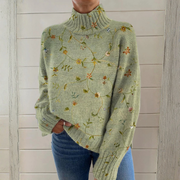 Cynthia | Pull Col Roulé Brodé Floral
