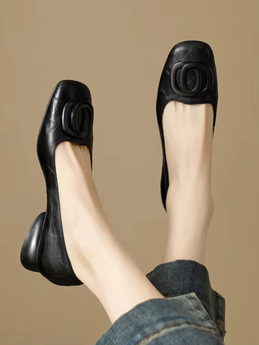 Margot — Ballerines en Cuir Bout Carré