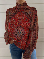 Dahlia | Pull à col roulé imprimé orné