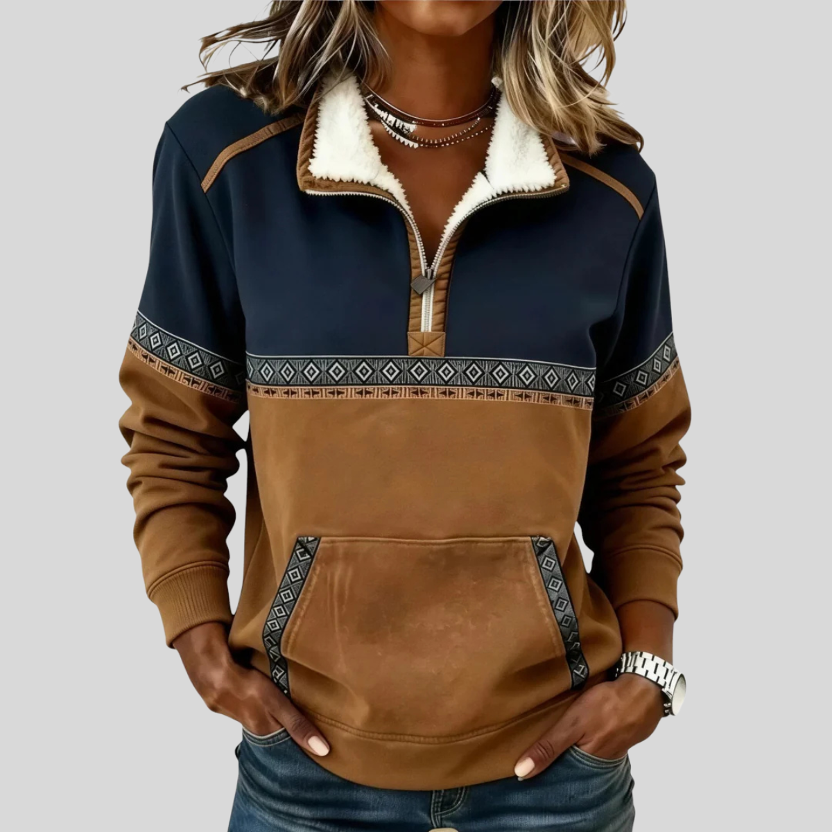 Alvette™ | Pull-over à col Sherpa à demi-fermeture éclair