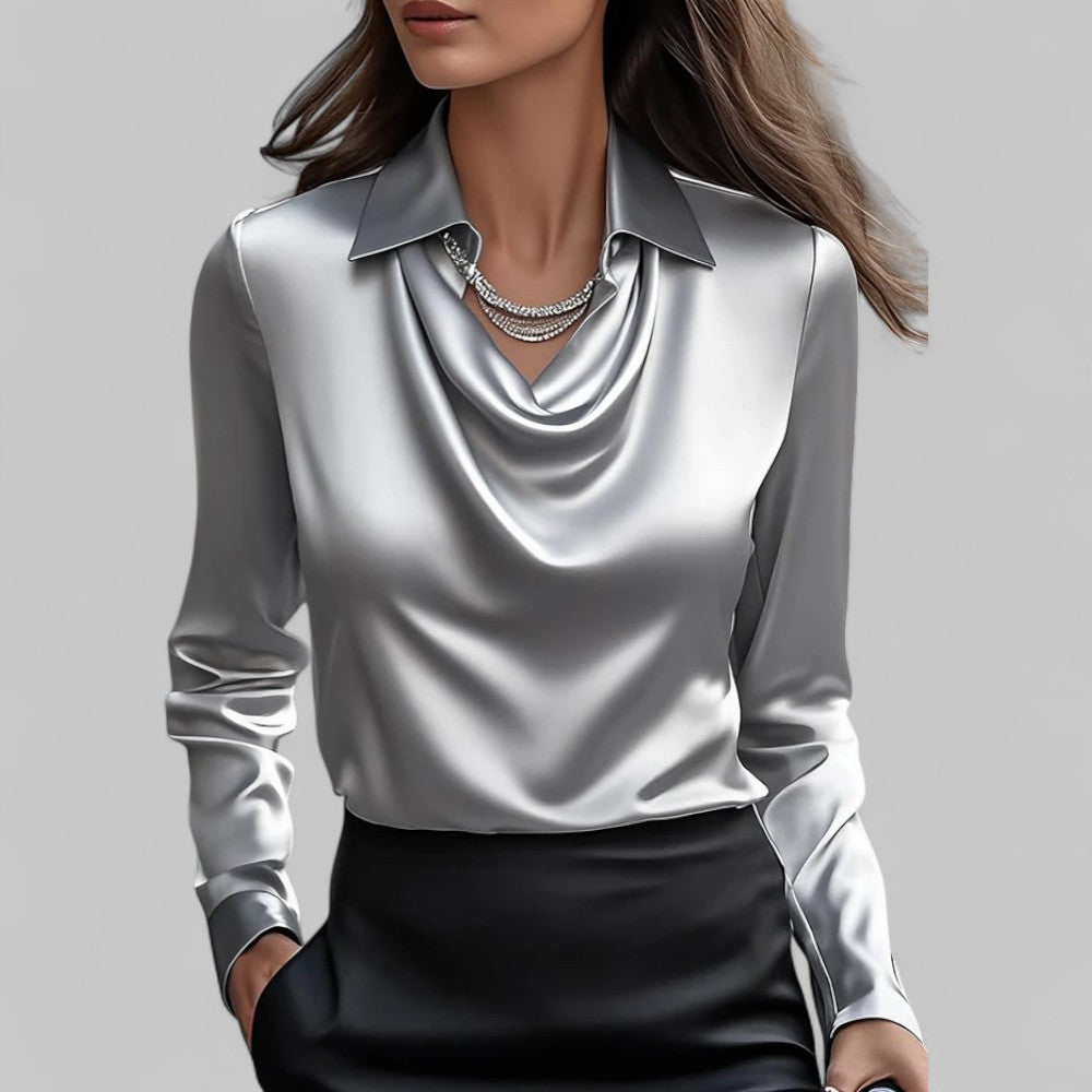 VIDAL BORDEAUX | BLOUSE EN SATIN DRAPÉE POUR FEMMES