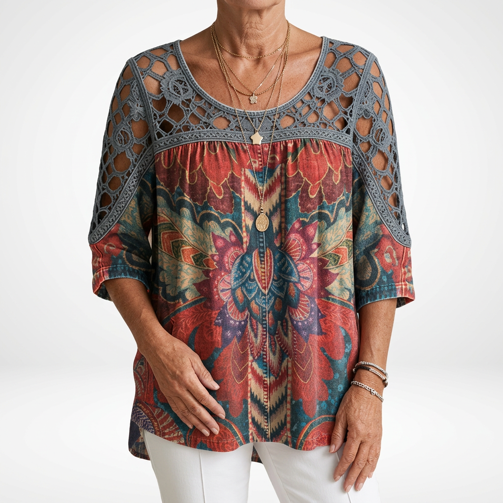 VIDAL BORDEAUX | BLOUSE À IMPRIMÉ ETHNIQUE POUR FEMMES