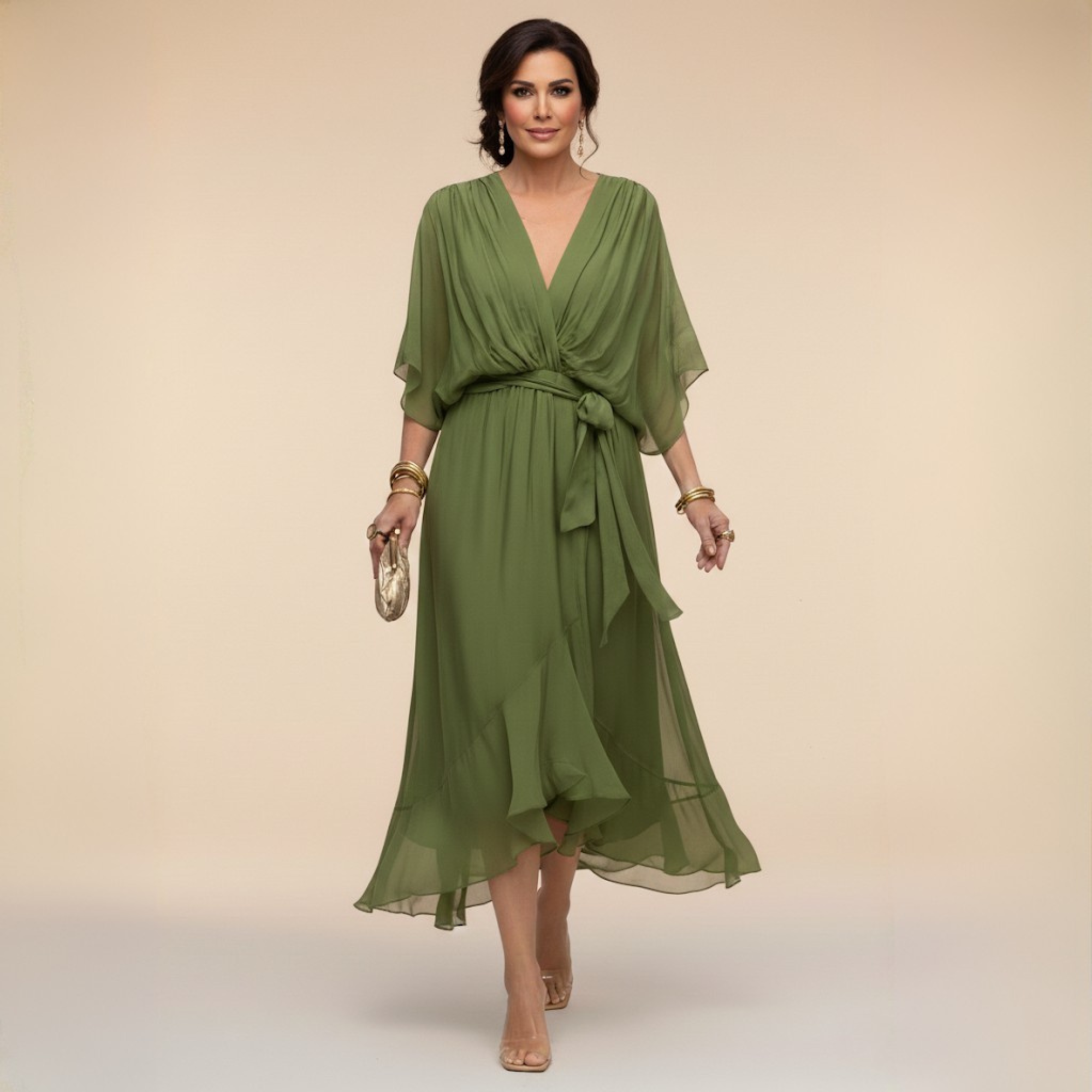 VIDAL BORDEAUX | ROBE EN MOUSSELINE À COL V POUR FEMME