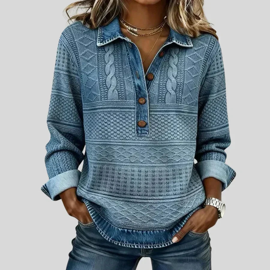 Azalée - Pull Vintage en Maille à Câble avec Col