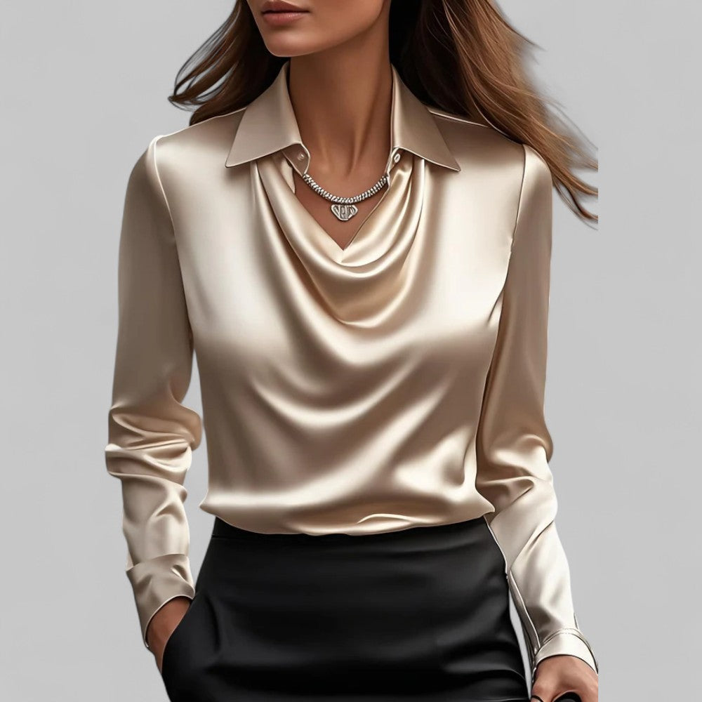 VIDAL BORDEAUX | BLOUSE EN SATIN DRAPÉE POUR FEMMES