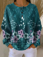 Donna | Pull en Tricot Waffle Floral