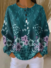 Donna | Pull en Tricot Waffle Floral
