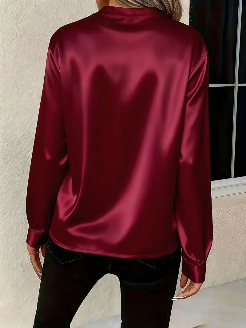 VIDAL BORDEAUX | BLOUSE SATINÉE COL V POUR FEMMES