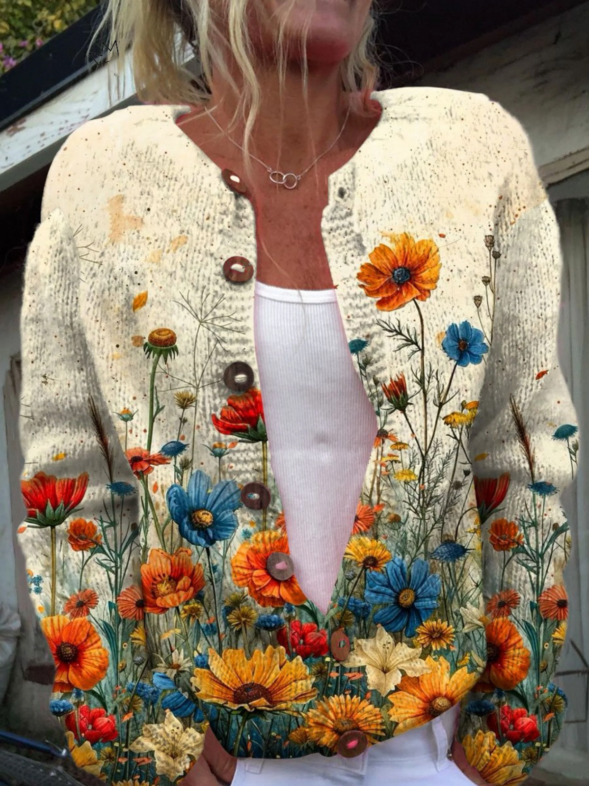 Tansy™ | Cardigan en Maille Imprimé Floral Vintage