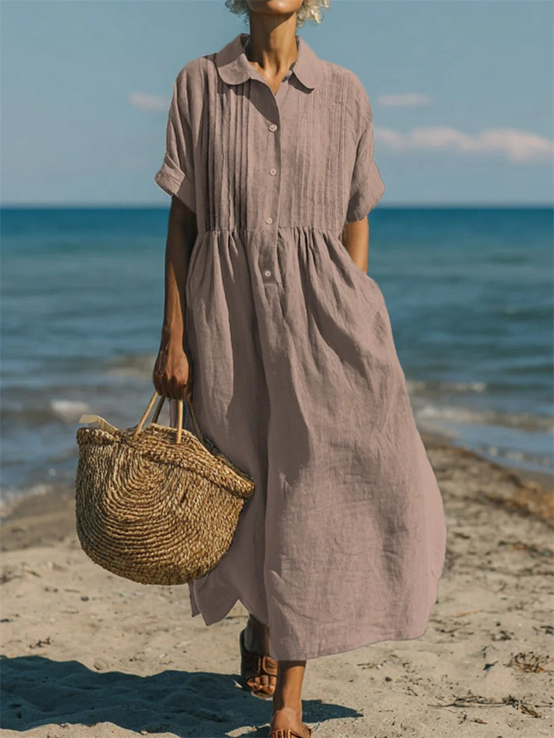 VIDAL BORDEAUX | ROBE EN LIN ÉLÉGANTE POUR FEMMES