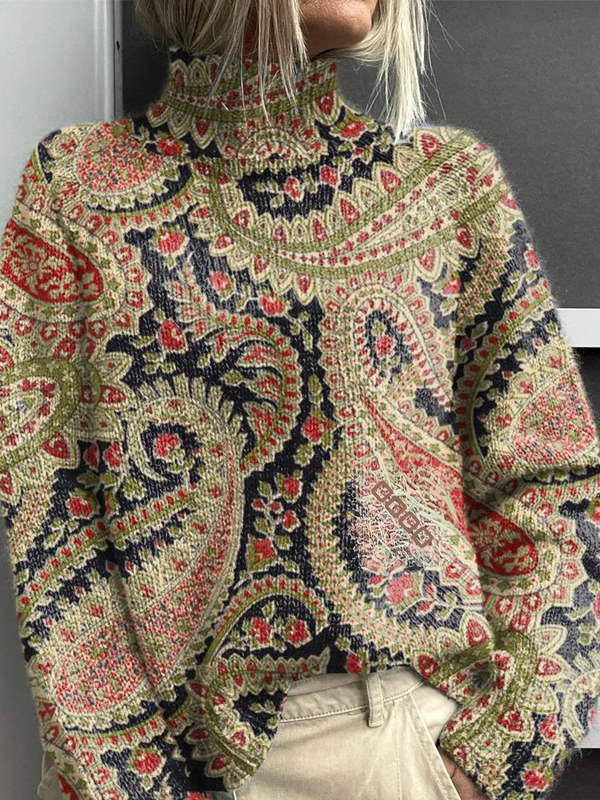 Rosaleen | Pull Col Roulé Paisley Héritage