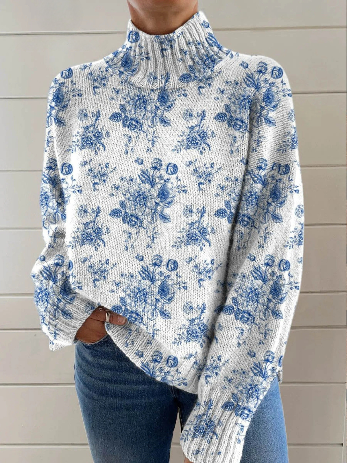 Foi | Pull à col montant fleuri