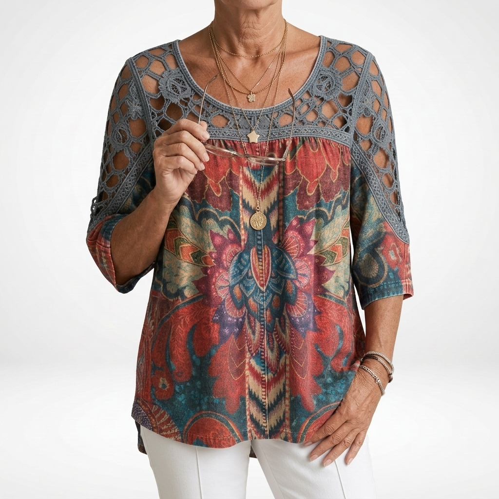 VIDAL BORDEAUX | BLOUSE À IMPRIMÉ ETHNIQUE POUR FEMMES