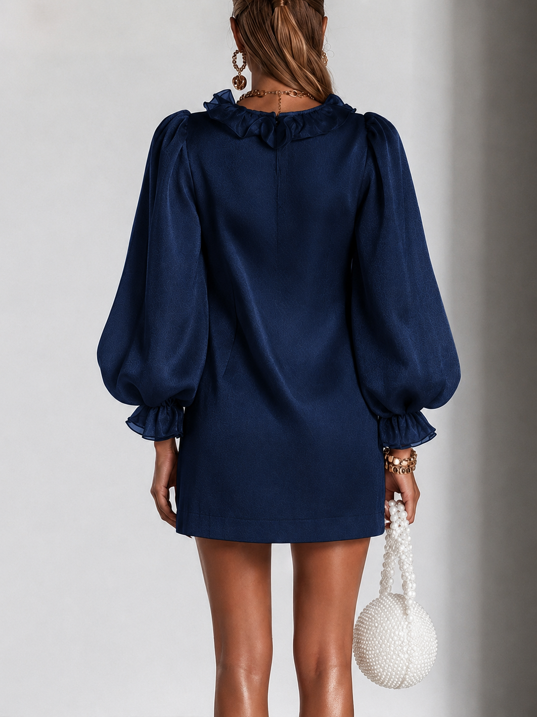 Annabel | Robe Mini à Manches Bouffantes Volantes