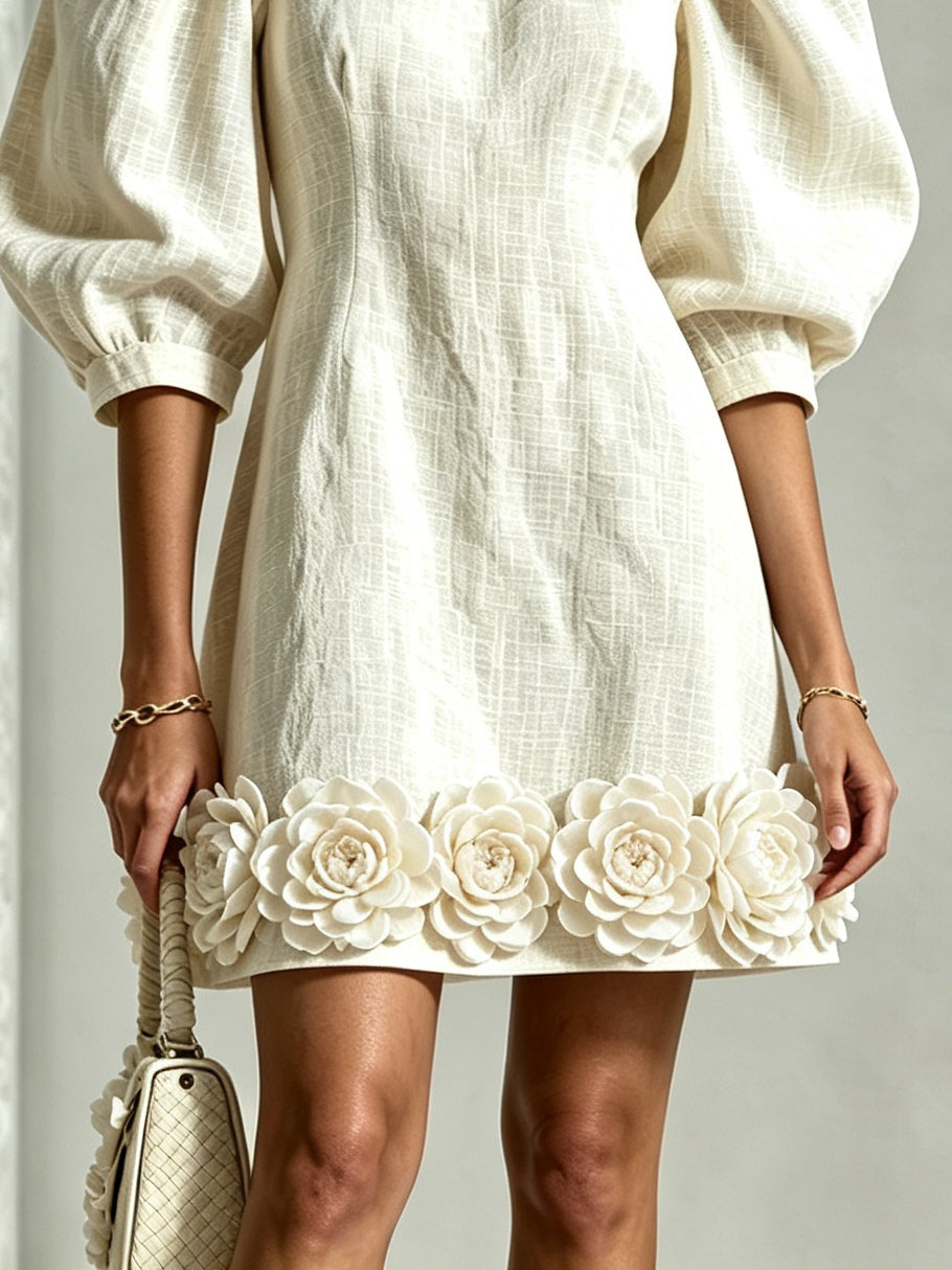Wren | Robe Mini à Manches Bouffantes et Ourlet Épanoui