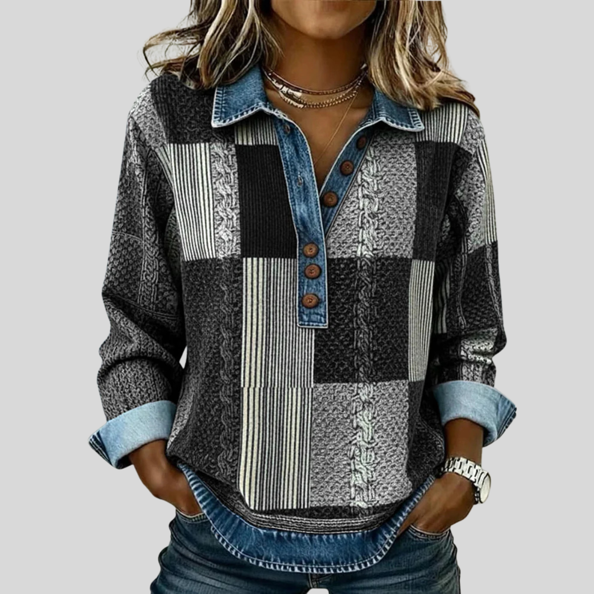 Meridell™ | Sweat à imprimé colorblock