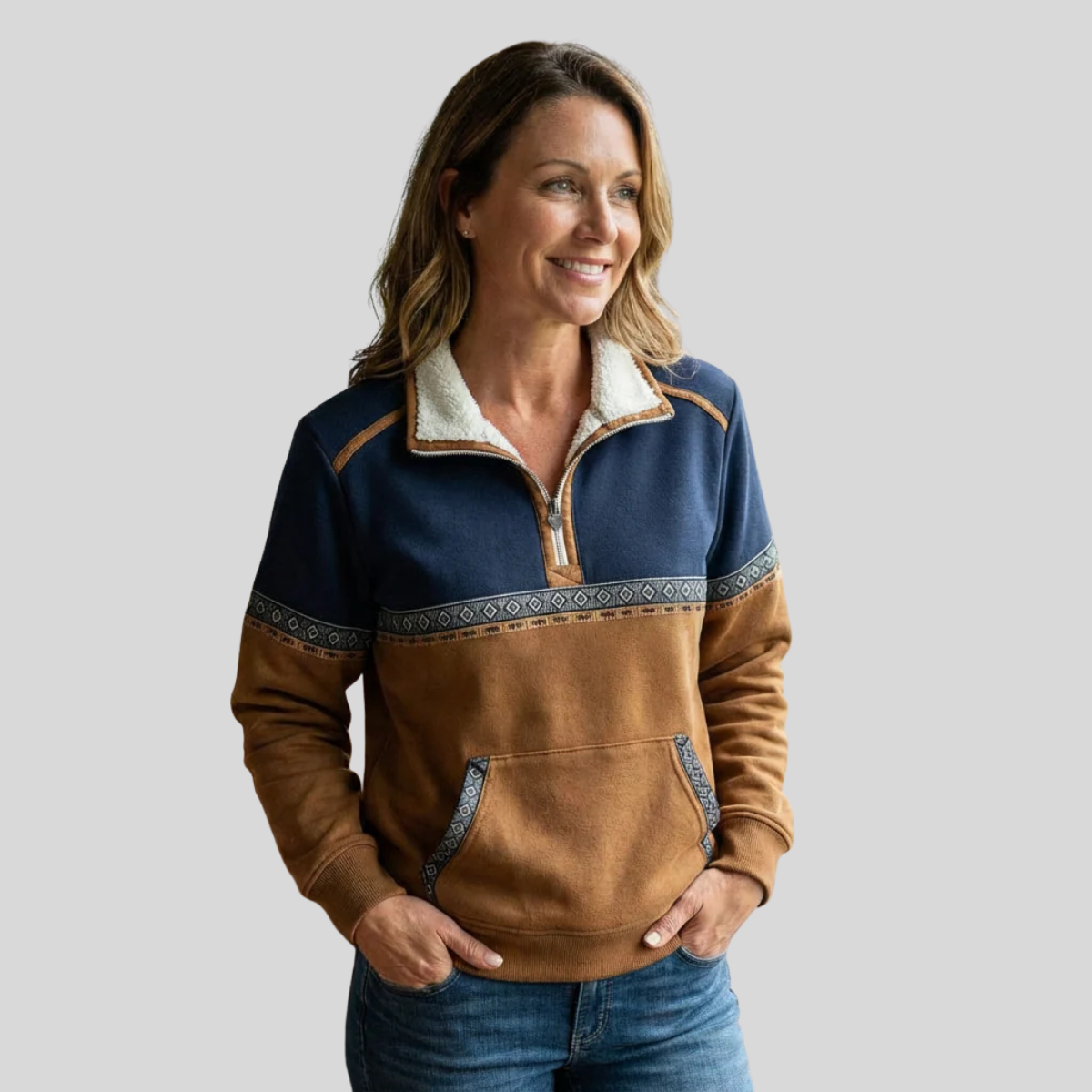 Alvette™ | Pull-over à col Sherpa à demi-fermeture éclair