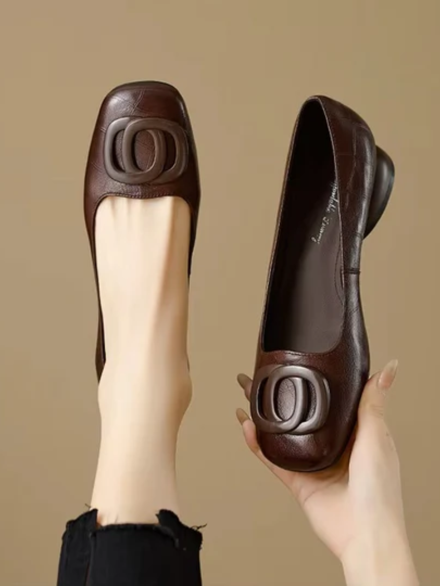 Margot — Ballerines en Cuir Bout Carré