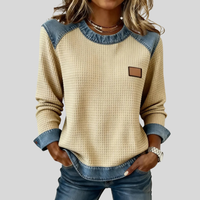 Delancine™ | Sweat-shirt en Waffle à Design Patchwork