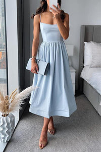 Robe Midi A-ligne à Bretelles Spaghetti