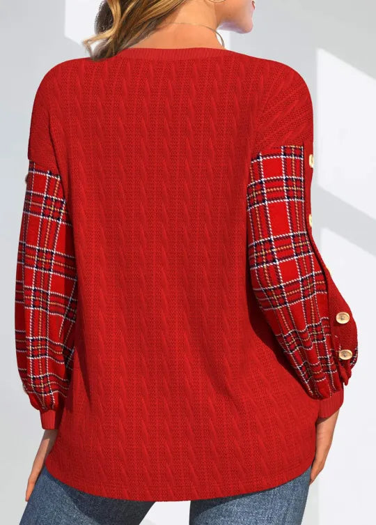 Juliet | Pull Texturé à Manches Carreaux