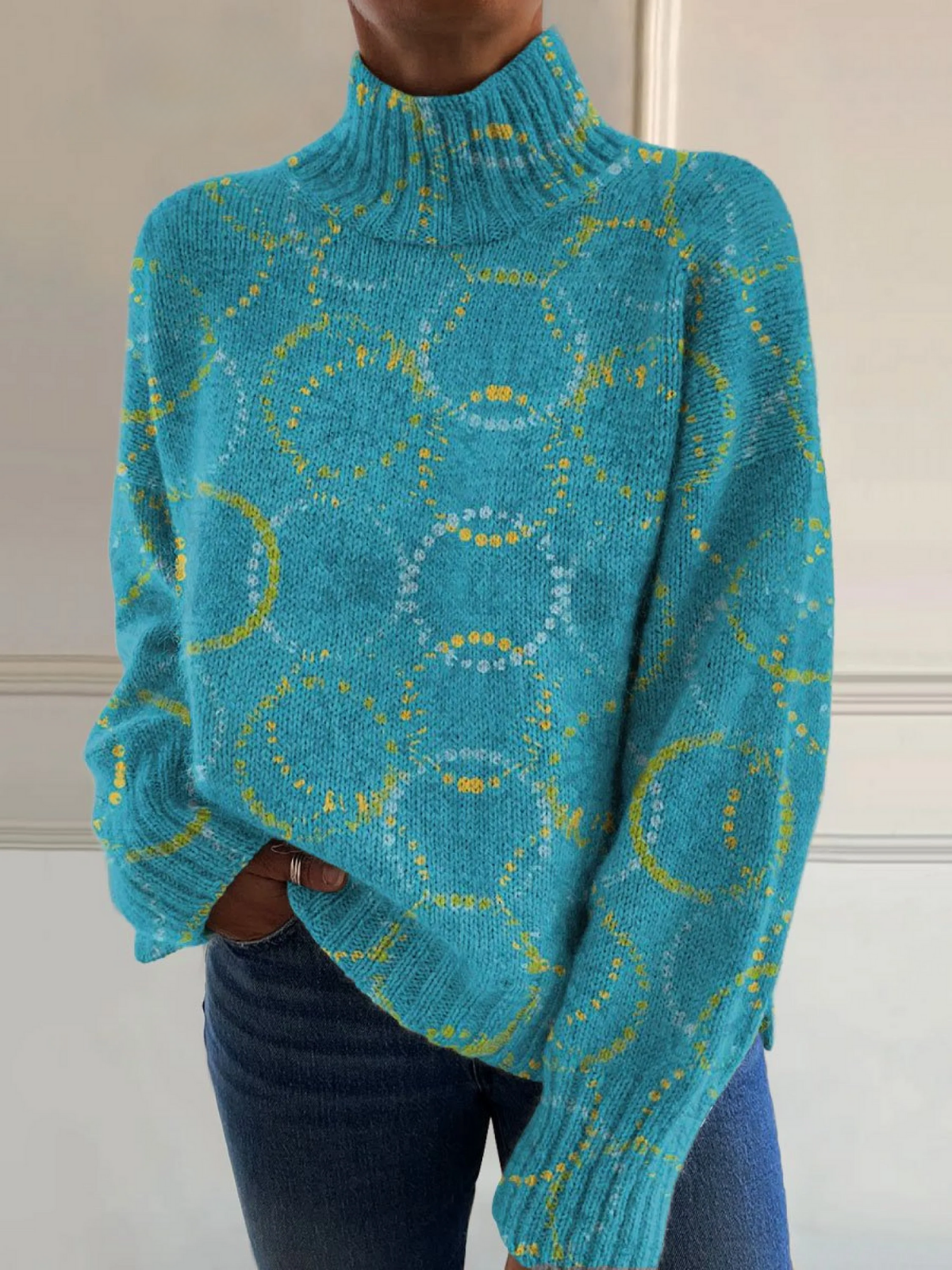 Elara | Pull à Col Montant à Motifs