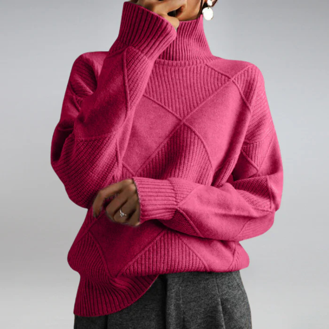 VIDAL BORDEAUX | PULL COL ROLÉ DÉTENDUE POUR FEMMES