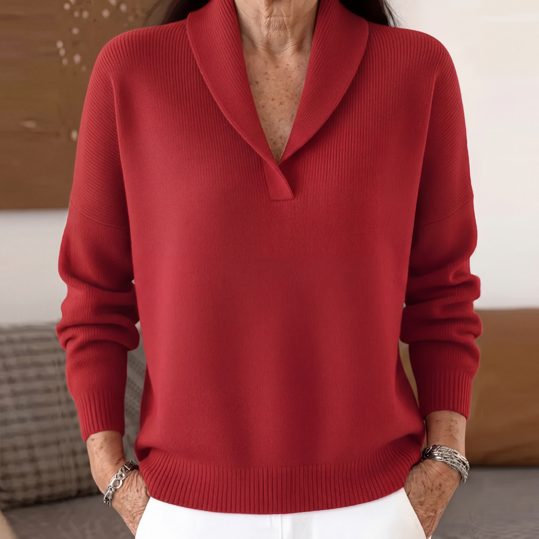 VIDAL BORDEAUX | PULL AMPLE À COL EN V POUR FEMMES