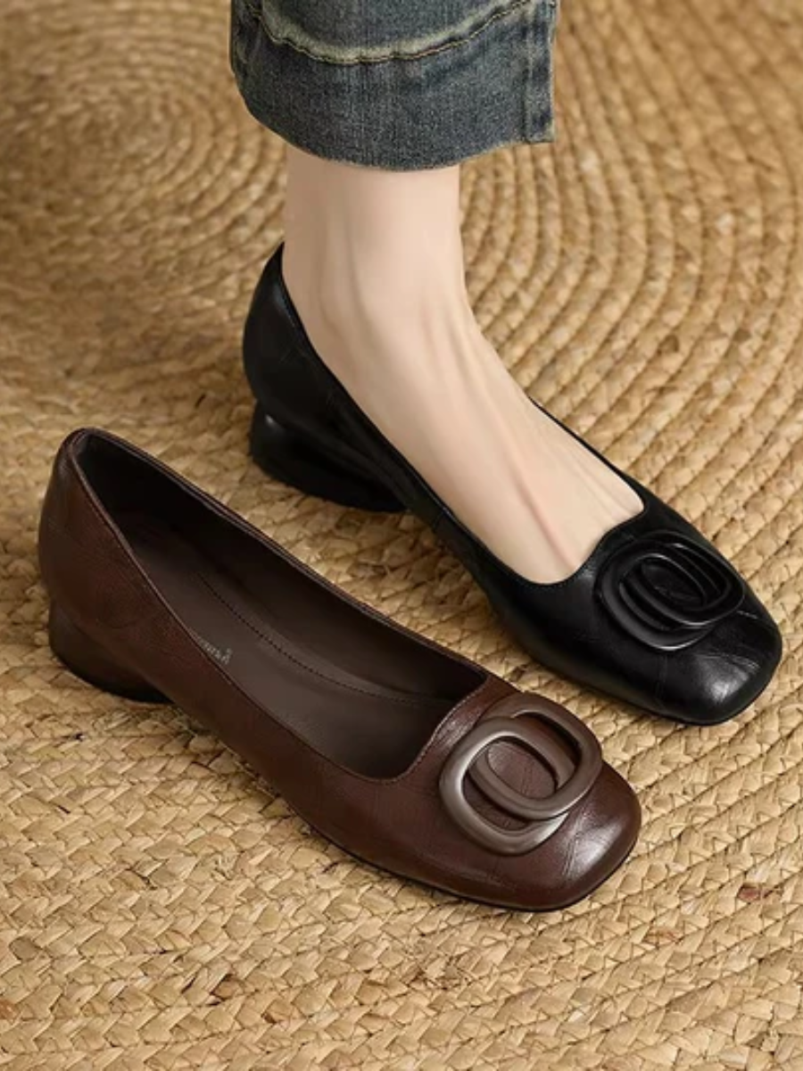 Margot — Ballerines en Cuir Bout Carré