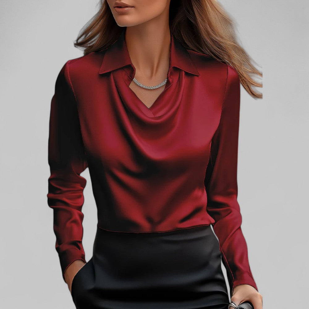 VIDAL BORDEAUX | BLOUSE EN SATIN DRAPÉE POUR FEMMES