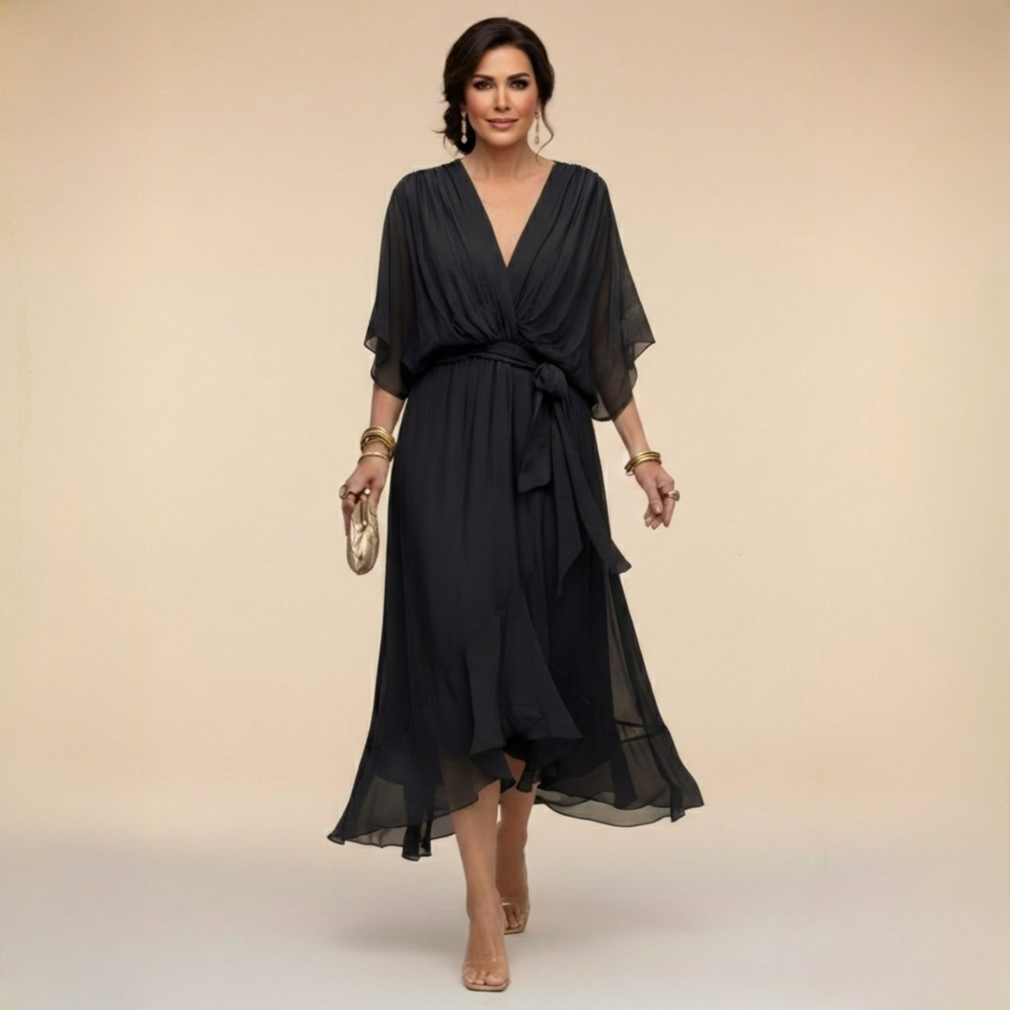 MOREAU LYON | ROBE EN CHIFFON V POUR FEMMES