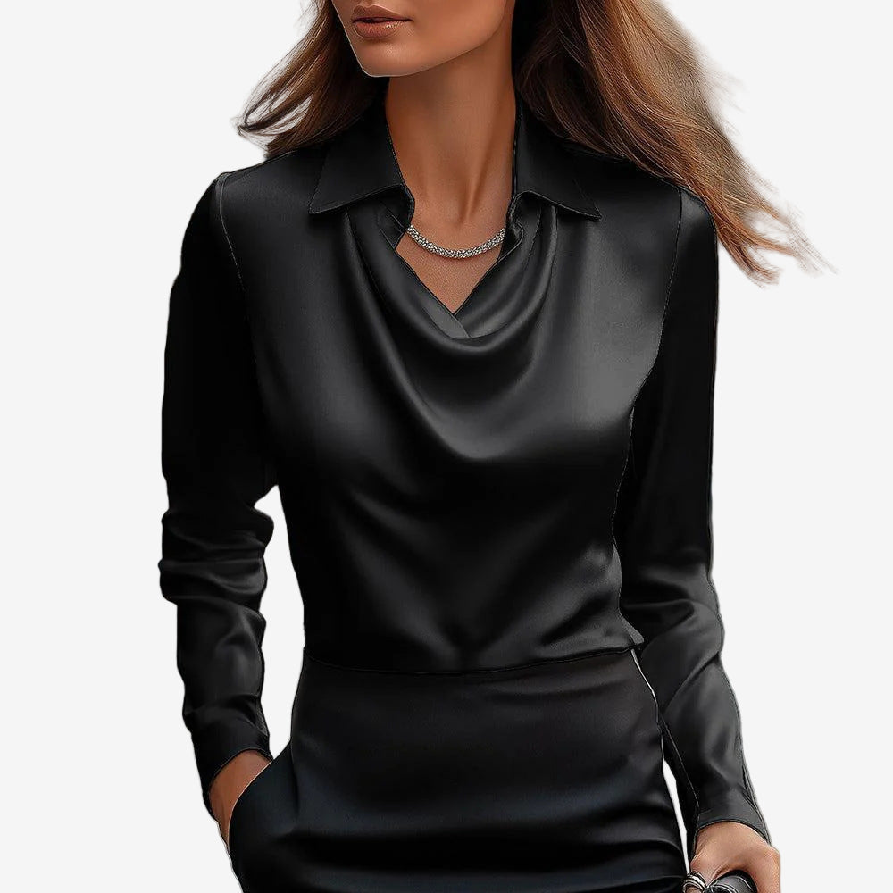 VIDAL BORDEAUX | BLOUSE DRAPÉE COL COWL POUR FEMMES