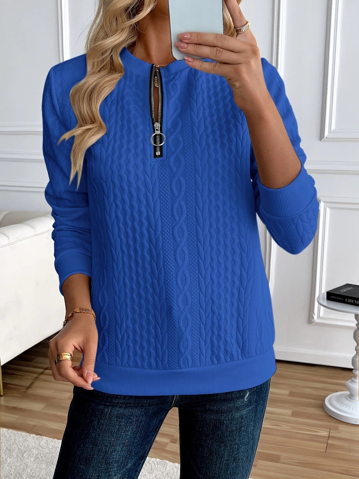 VIDAL BORDEAUX | SWEAT ZIPPÉ TEXTURÉ POUR FEMMES