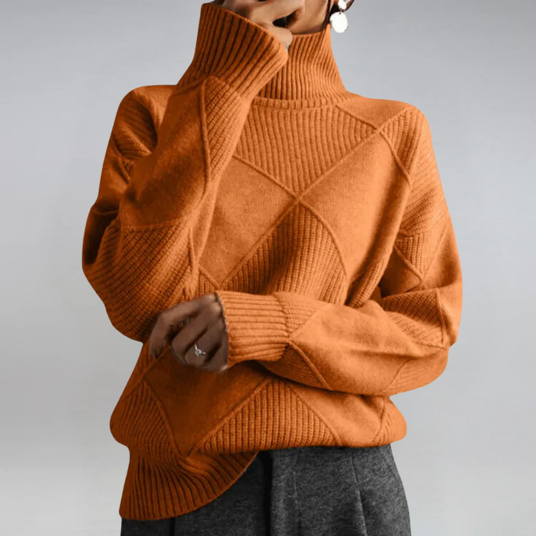 VIDAL BORDEAUX | PULL COL ROLÉ DÉTENDUE POUR FEMMES