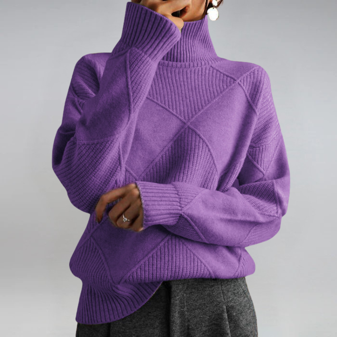 VIDAL BORDEAUX | PULL COL ROLÉ DÉTENDUE POUR FEMMES