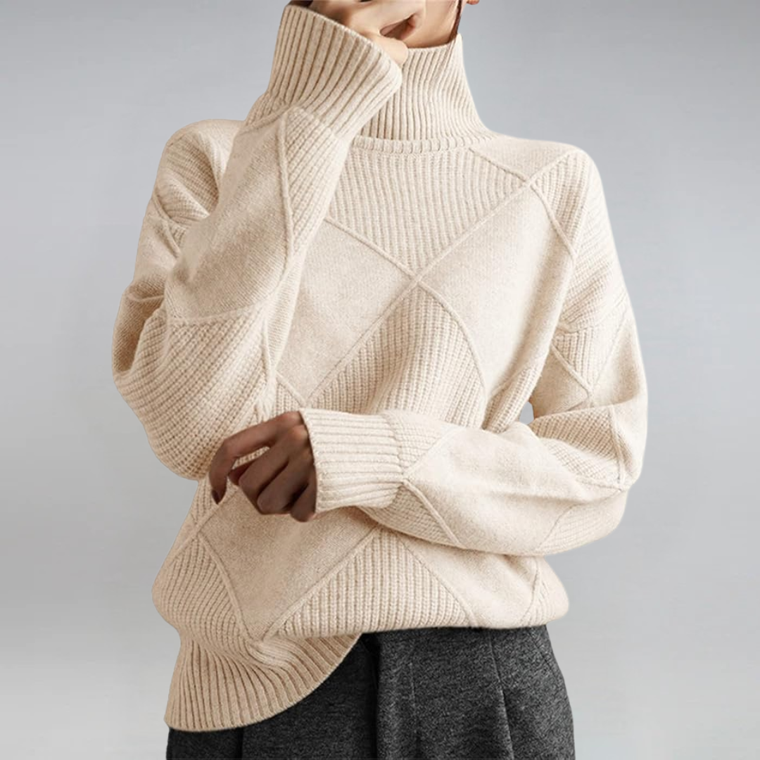 VIDAL BORDEAUX | PULL COL ROLÉ DÉTENDUE POUR FEMMES