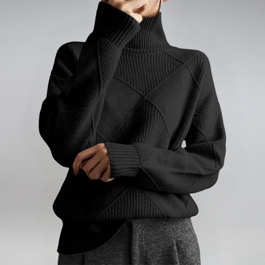 VIDAL BORDEAUX | PULL COL ROLÉ DÉTENDUE POUR FEMMES
